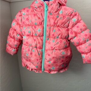 Wippette Pink and Green Star Puffer Jacket size 18 months
